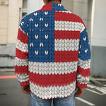 American Flag Knitted Print Men's Shirt Jacket