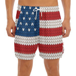 American Flag Knitted Print Men's Split Running Shorts