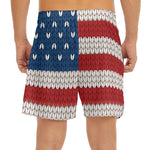 American Flag Knitted Print Men's Split Running Shorts
