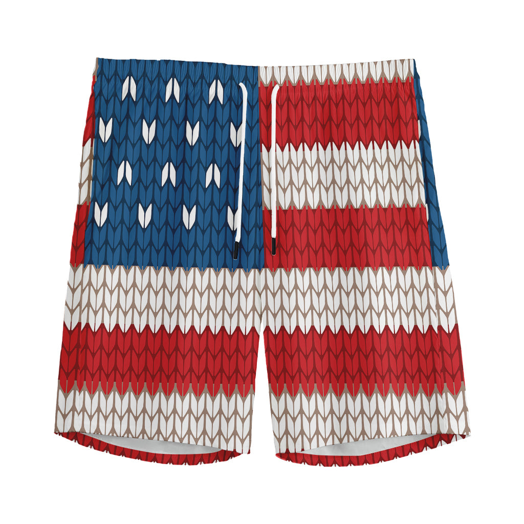 American Flag Knitted Print Men's Sports Shorts