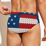 American Flag Knitted Print Men's Swim Briefs