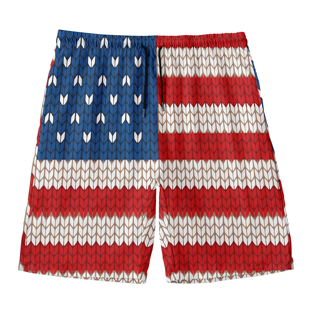American Flag Knitted Print Men's Swim Trunks