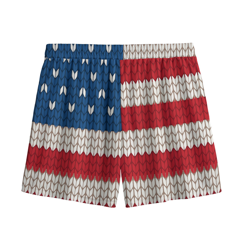 American Flag Knitted Print Mesh Shorts