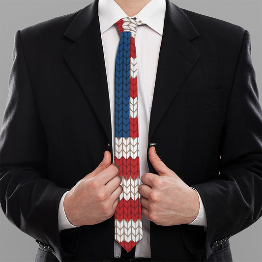 American Flag Knitted Print Necktie