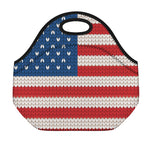 American Flag Knitted Print Neoprene Lunch Bag