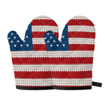 American Flag Knitted Print Oven Mitts
