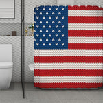 American Flag Knitted Print Polyester Shower Curtain