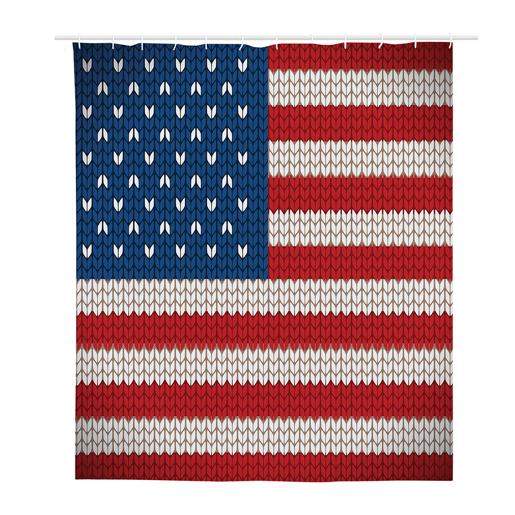 American Flag Knitted Print Polyester Shower Curtain