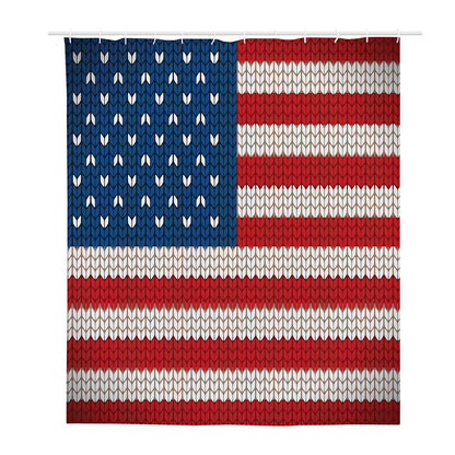 American Flag Knitted Print Polyester Shower Curtain
