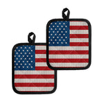 American Flag Knitted Print Pot Holders