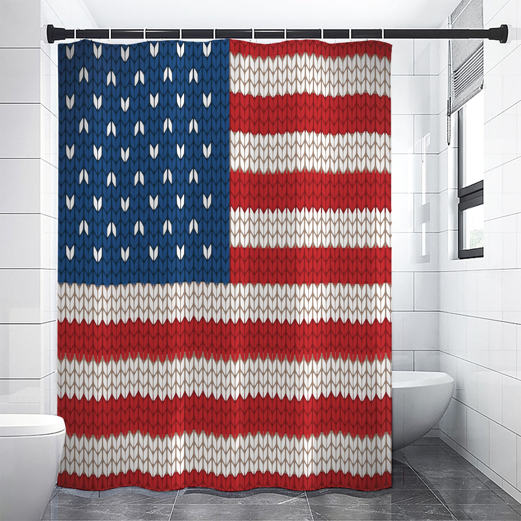 American Flag Knitted Print Premium Shower Curtain