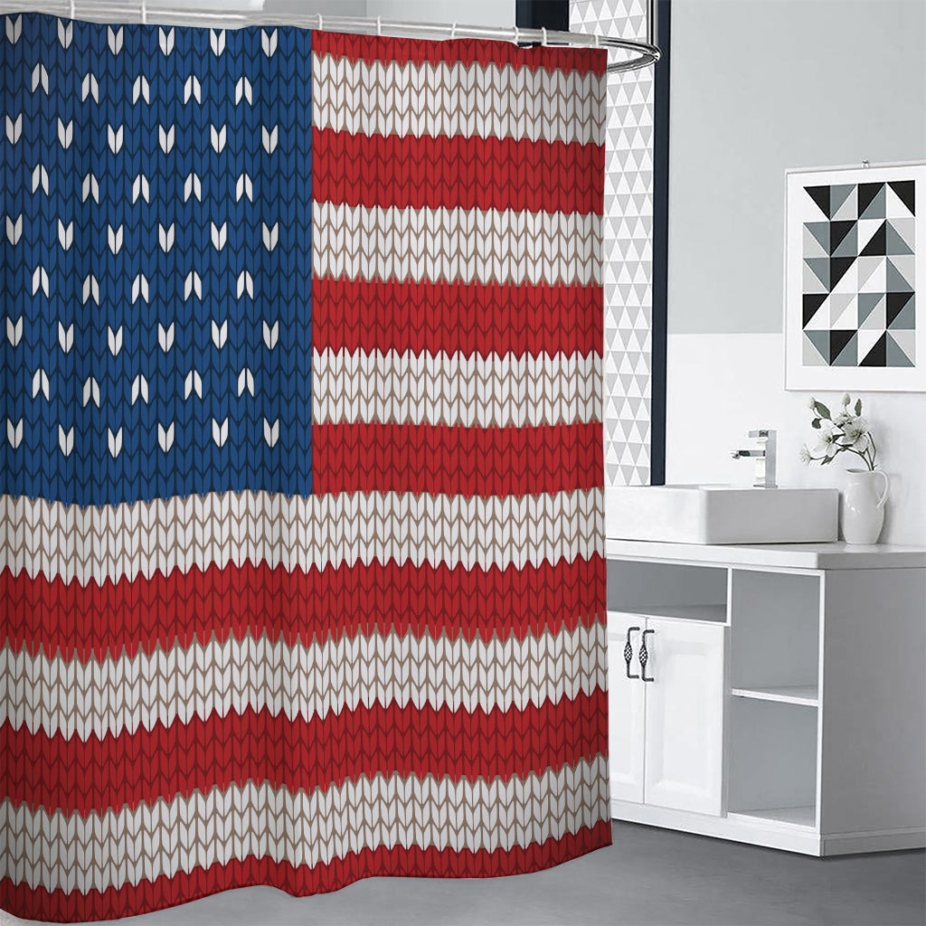 American Flag Knitted Print Premium Shower Curtain
