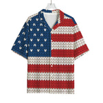 American Flag Knitted Print Rayon Hawaiian Shirt