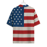 American Flag Knitted Print Rayon Hawaiian Shirt