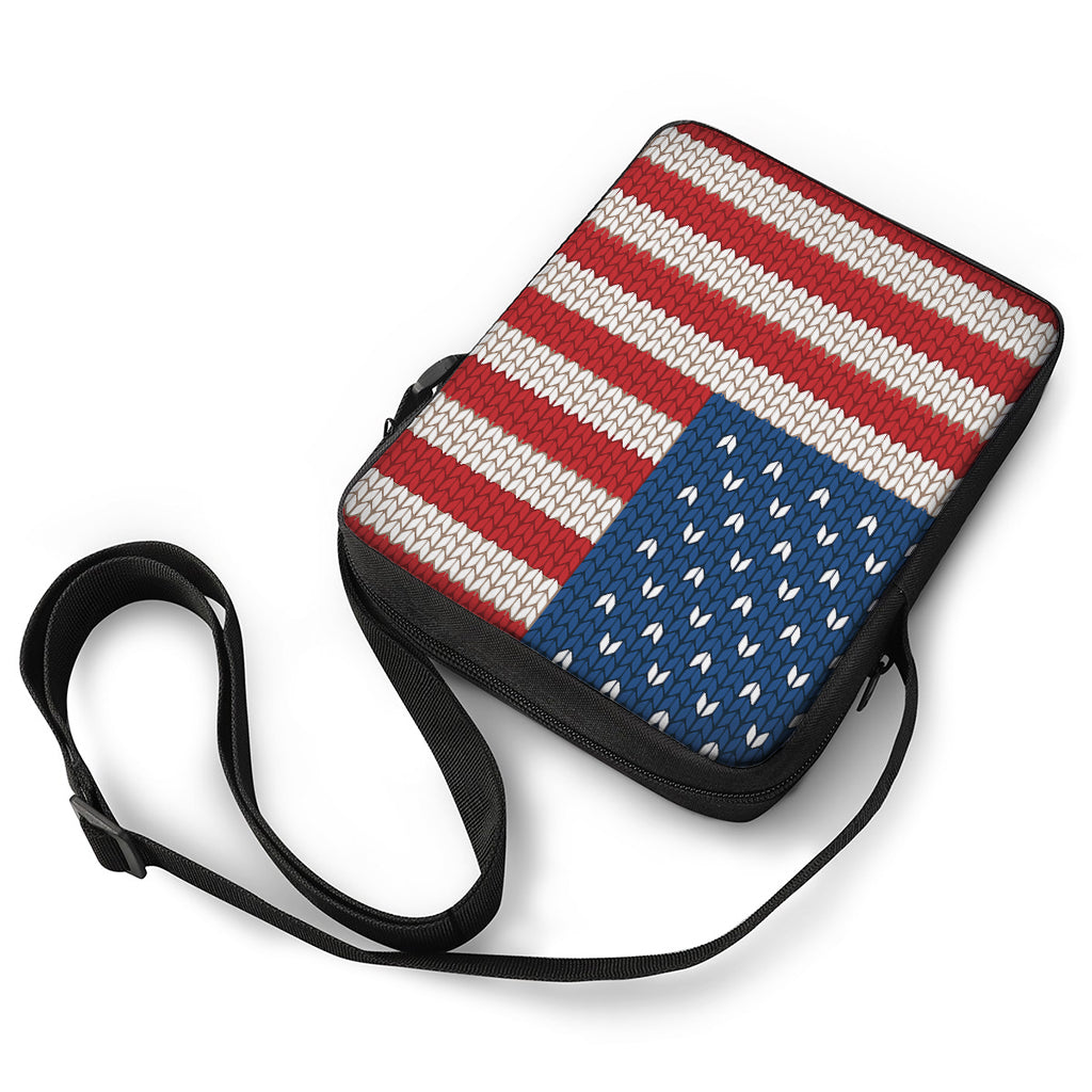 American Flag Knitted Print Rectangular Crossbody Bag