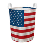 American Flag Knitted Print Round Laundry Basket
