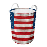 American Flag Knitted Print Round Laundry Basket