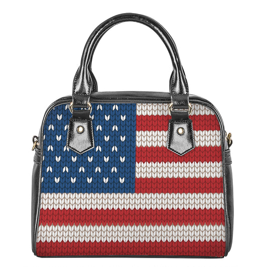 American Flag Knitted Print Shoulder Handbag