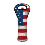 American Flag Knitted Print Single Neoprene Wine Tote