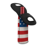 American Flag Knitted Print Single Neoprene Wine Tote