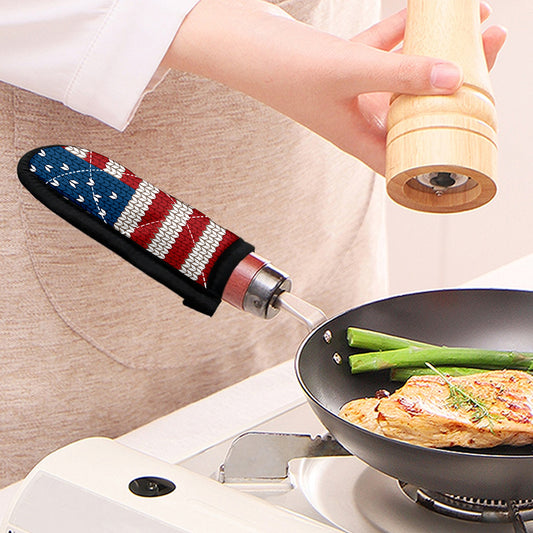 American Flag Knitted Print Skillet Handle Cover