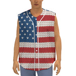 American Flag Knitted Print Sleeveless Baseball Jersey