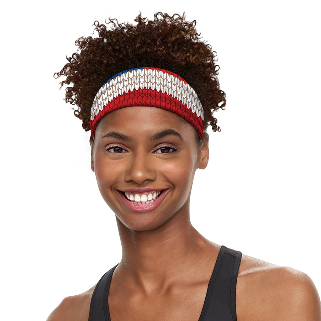 American Flag Knitted Print Sports Headband