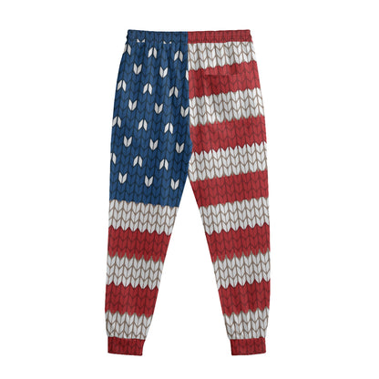 American Flag Knitted Print Sweatpants