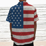 American Flag Knitted Print Textured Short Sleeve Shirt