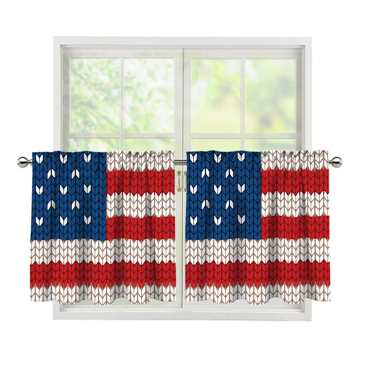 American Flag Knitted Print Tier Curtains