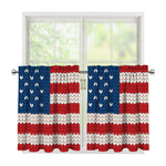 American Flag Knitted Print Tier Curtains