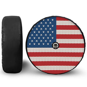 American Flag Knitted Print Tire Cover With Camera Hole