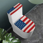 American Flag Knitted Print Toilet Lid And Tank Cover Set