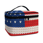 American Flag Knitted Print Travel Makeup Bag