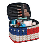 American Flag Knitted Print Travel Makeup Bag