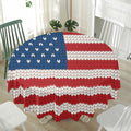 American Flag Knitted Print Waterproof Round Tablecloth