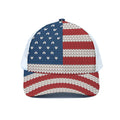 American Flag Knitted Print White Mesh Trucker Hat