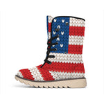 American Flag Knitted Print Winter Boots