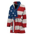 American Flag Knitted Print Women's Bathrobe