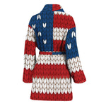 American Flag Knitted Print Women's Bathrobe