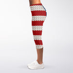 American Flag Knitted Print Women's Capri Leggings