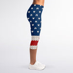 American Flag Knitted Print Women's Capri Leggings