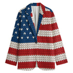 American Flag Knitted Print Women's Cotton Blazer