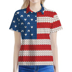 American Flag Knitted Print Women's Polo Shirt