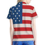 American Flag Knitted Print Women's Polo Shirt