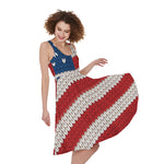 American Flag Knitted Print Women's Sleeveless Dress