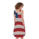 American Flag Knitted Print Women's Sleeveless Dress