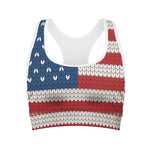 American Flag Knitted Print Women's Sports Bra