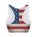 American Flag Knitted Print Women's Sports Bra
