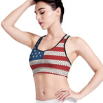 American Flag Knitted Print Women's Sports Bra